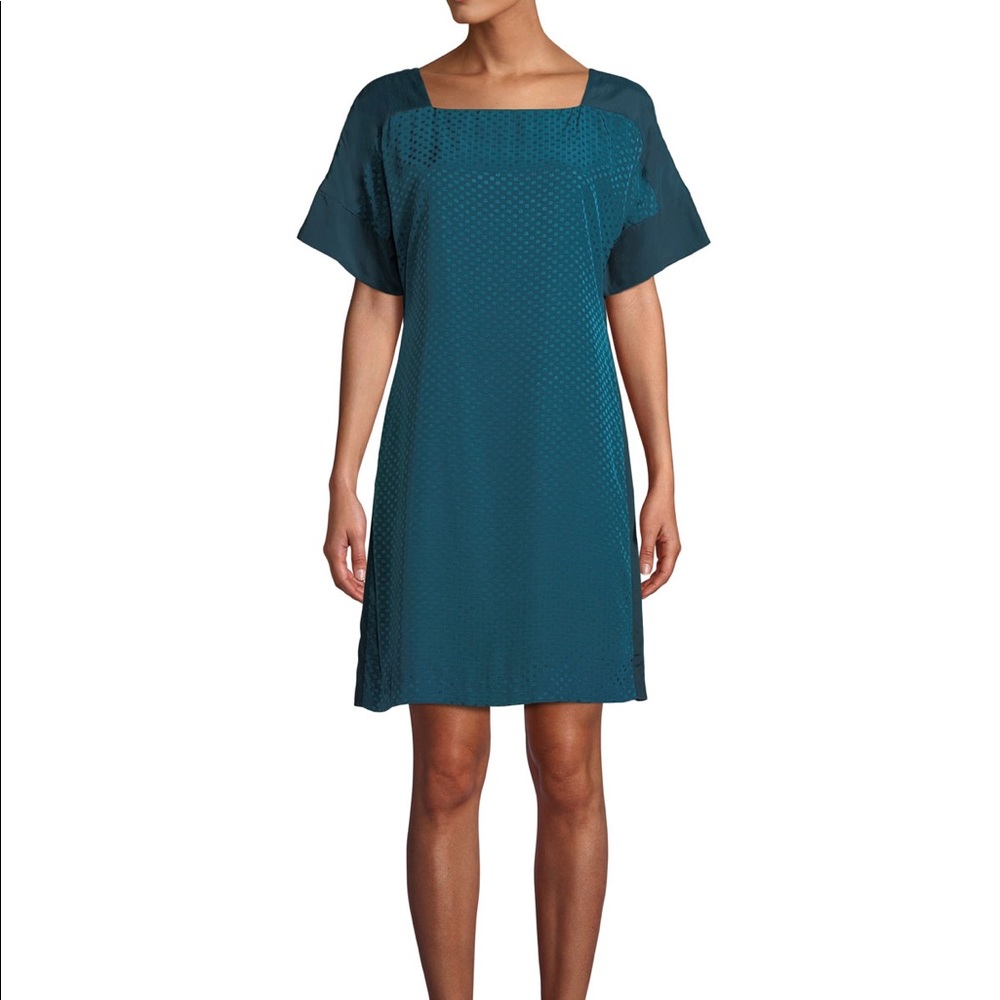 Club Monaco Archmand Dot-Print‎ Shift Dress square neck short sleeves